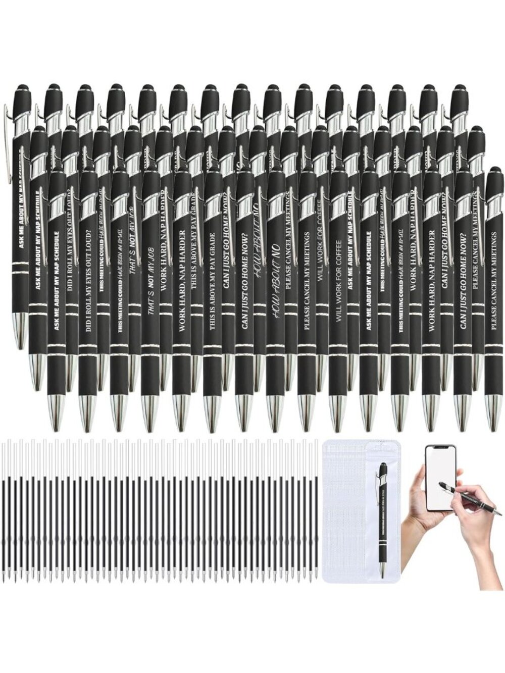 300 Pcs Sarcastic Ballpoint Pens Set - Fun Snarky Sayings, Gag Gifts for Adults
